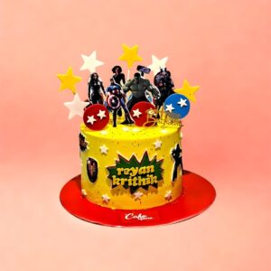 Avengers theme kids birthday cake, cake square