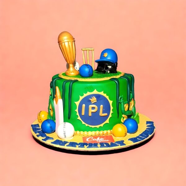 Cricket IPL theme birthday cake, cake square
