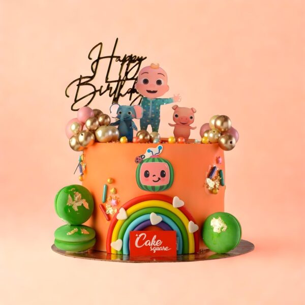 Fancy Cocomelon kids birthday cake, cake square