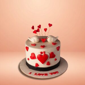 Love birds anniversary cake, cake square