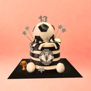 Manchester Football Theme Birthday Cake, cake square