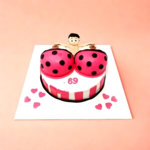 Open Bra Bachelor Party Cake, cake square