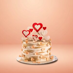 Premium gold heart anniversary cake, cake square