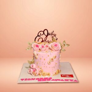 Pretty pink customised anniversary cake, cake square