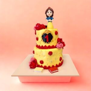 Princess theme first birthday cake, cake square