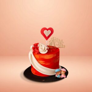 Red theme anniversary eggless cake, cake square