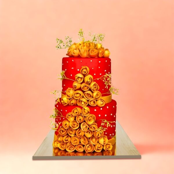 Red and Gold First Birthday Cakes, Cake Square