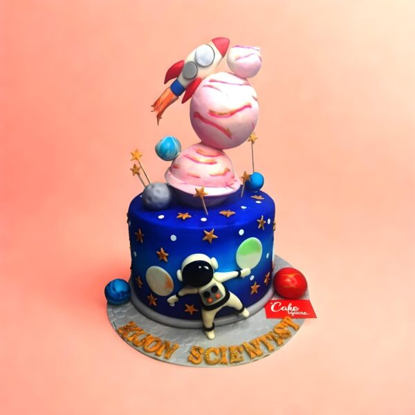 Space and astronaut theme kids birthday cake, cake square