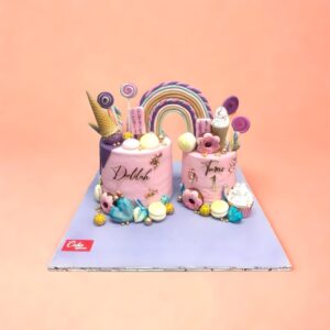 Twins Candy Theme Birthday Cake, cake square