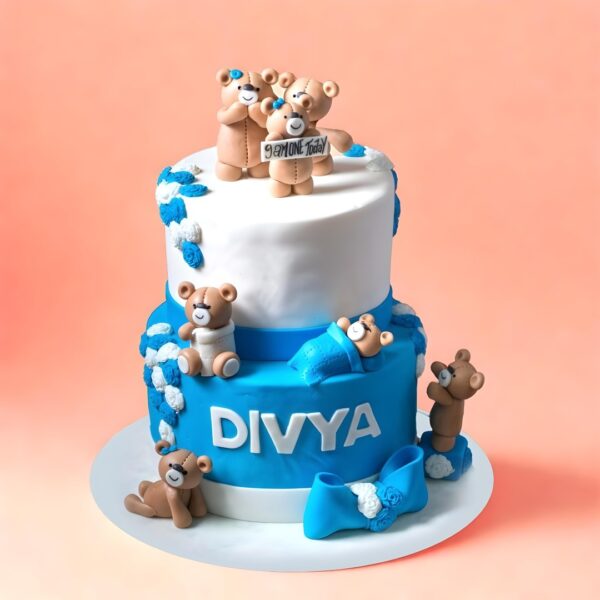 Unique baby boy 1st birthday cake, cake square