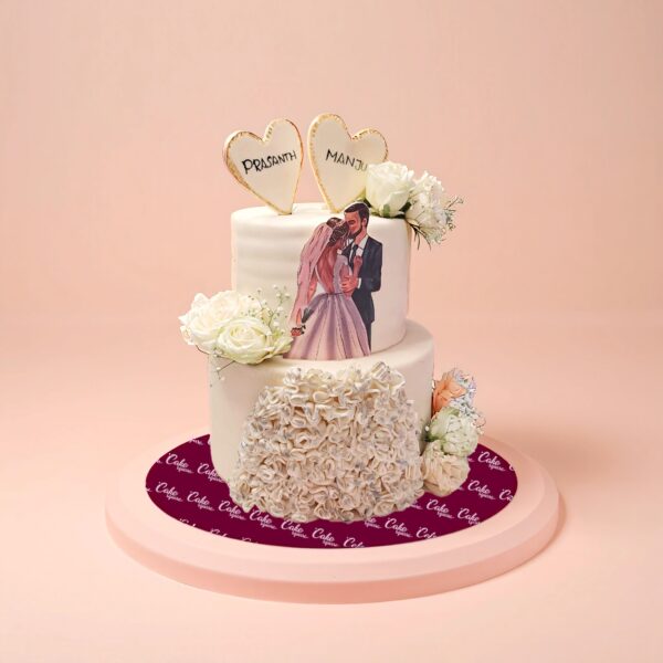 White wedding cake designs 5Kg, cake square