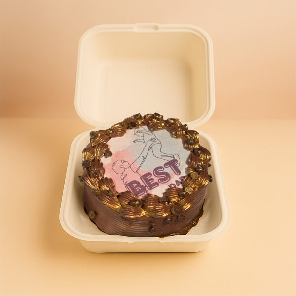 Best Dad design Chocolate bento cake in Chocolate Brown with Gold - 380 grams - Delivered in Chennai