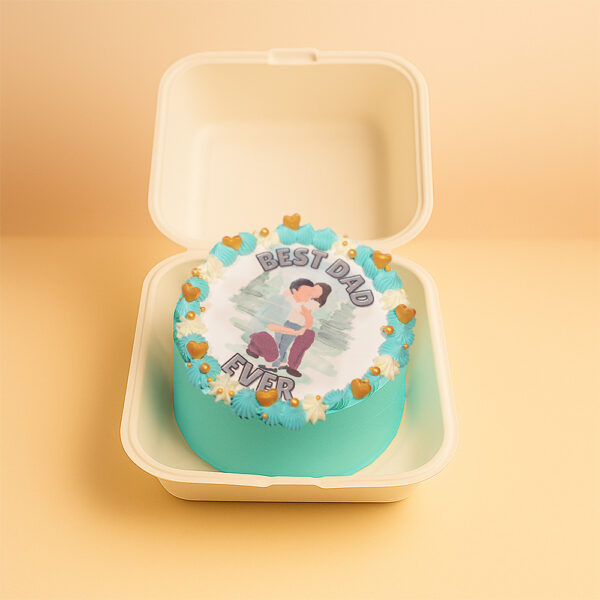 Best Dad Ever design Vanilla bento cake in Sky Blue - 380 grams - Delivered in Chennai