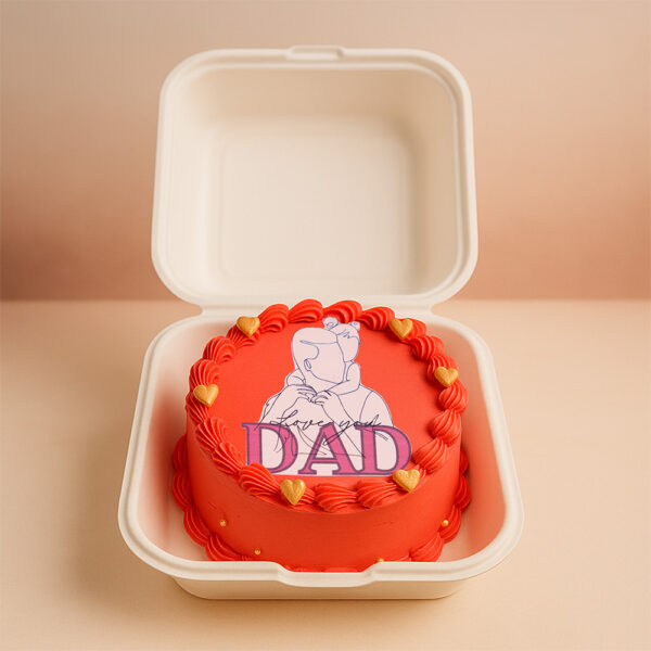 Love You Dad design Red Velvet bento cake in Red - 380 grams - Delivered in Chennai