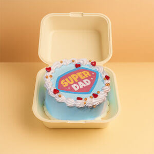 Super Dad design Butterscotch bento cake in Blue - 380 grams - Delivered in Chennai