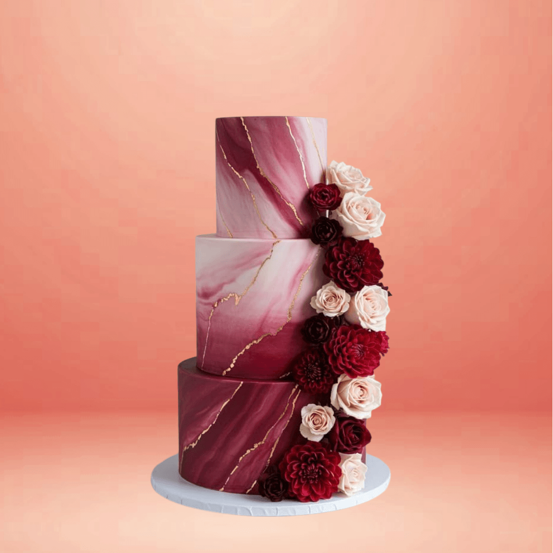 customised wedding cake,elegant wedding cake, marble theme wedding cake, floral wedding cake, red theme wedding cake, unique wedding cake, best wedding cakes. real flowers wedding cakes, customised wedding cakes, custom wedding cake, wedding cake design