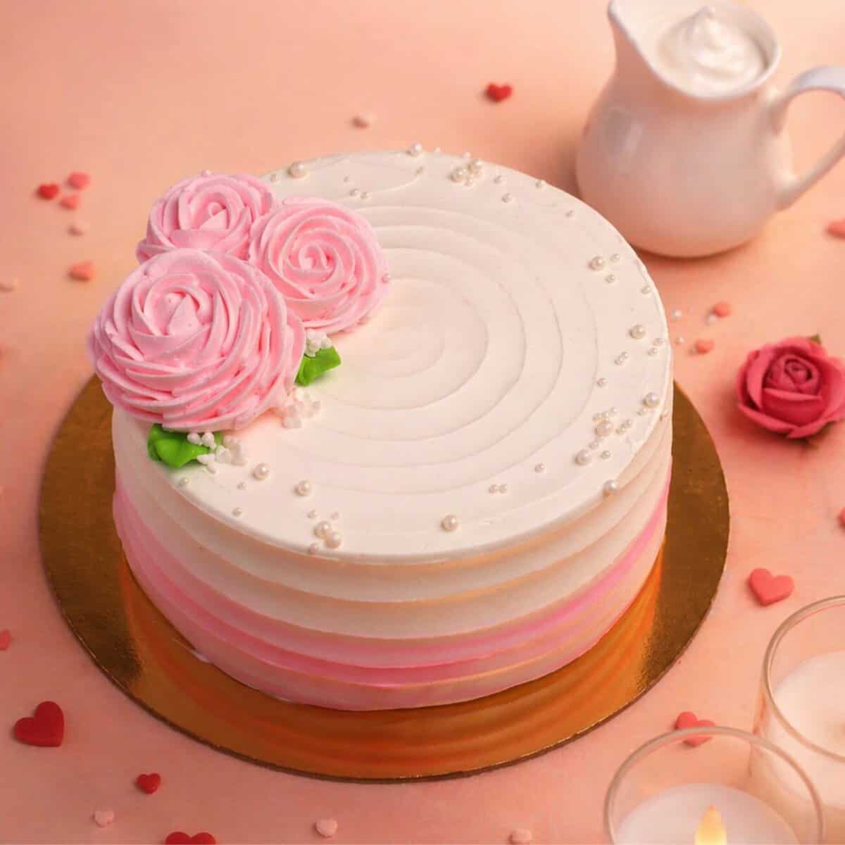 Pink rose cake for wedding celebration in Chennai, elegant design, cute mothers day cake, cake for mom, cute pink cake, white and pink cake, customised cakes in chennai, rose cake chennai, best birthday cakes chennai, no preservatives cake chennai, clean eating cake chennai, premium cakes chennai