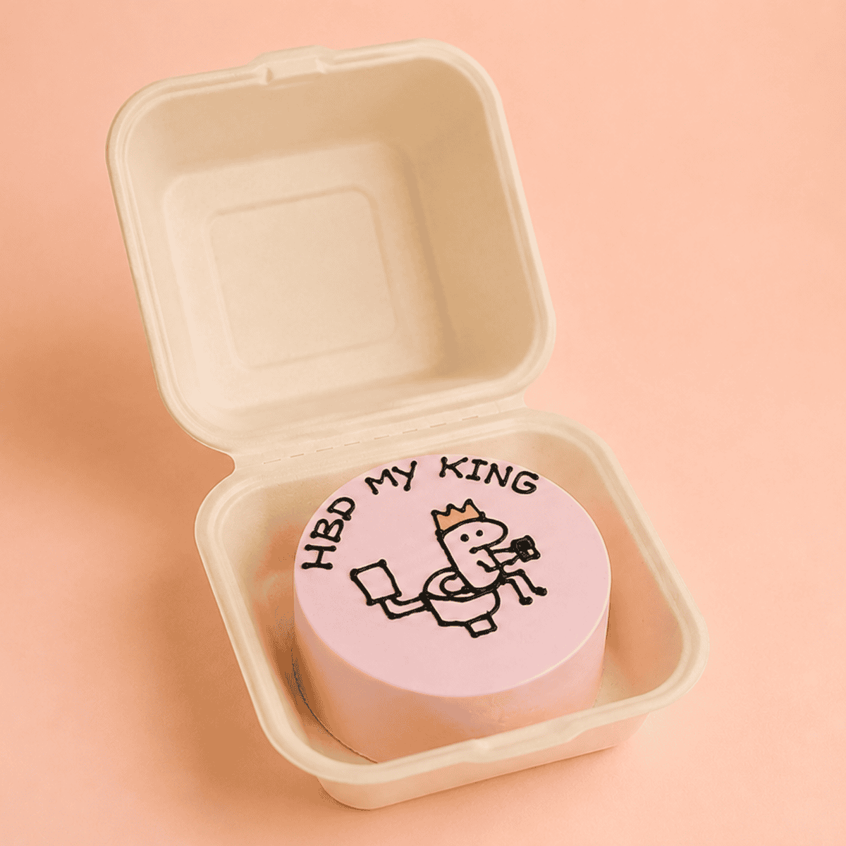 HBD my king cake with crown, Chennai birthday celebration, pink fondant., Funny Bento cake for Husband, bento cake for him, mini cakes, premium bento cake